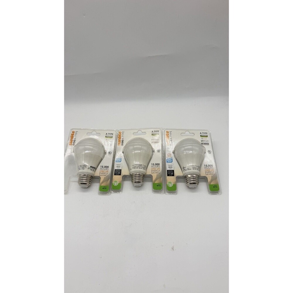 3 Sunlite A19 LED Light Bulbs 9W 60W Equivalent 5000K 800 Lumens Non-Dimmable